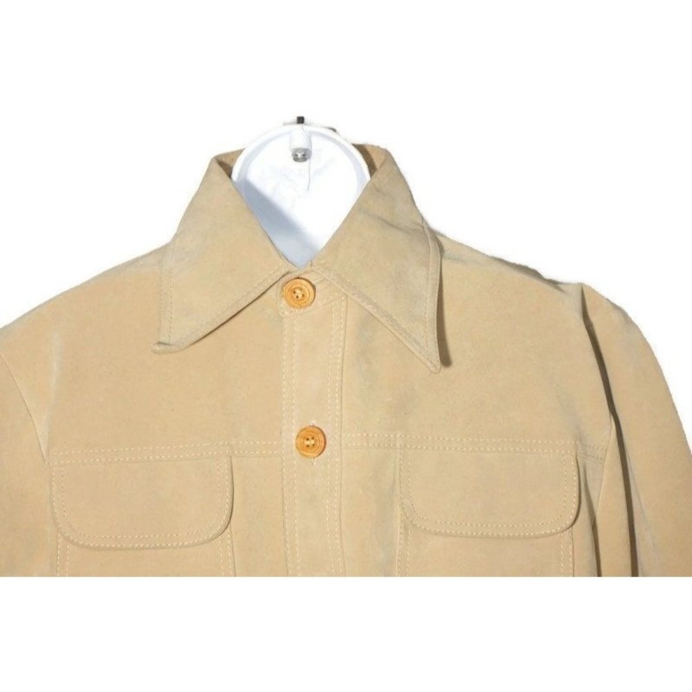 Vintage Pacific Trail Sportswear Coat Men's Size Large‎ PVC Suede Wood Buttons - Picture 2 of 10